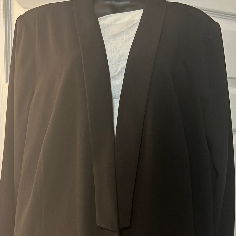 Black Women's Open Front Blazer Jacket - Picture 5 of 6